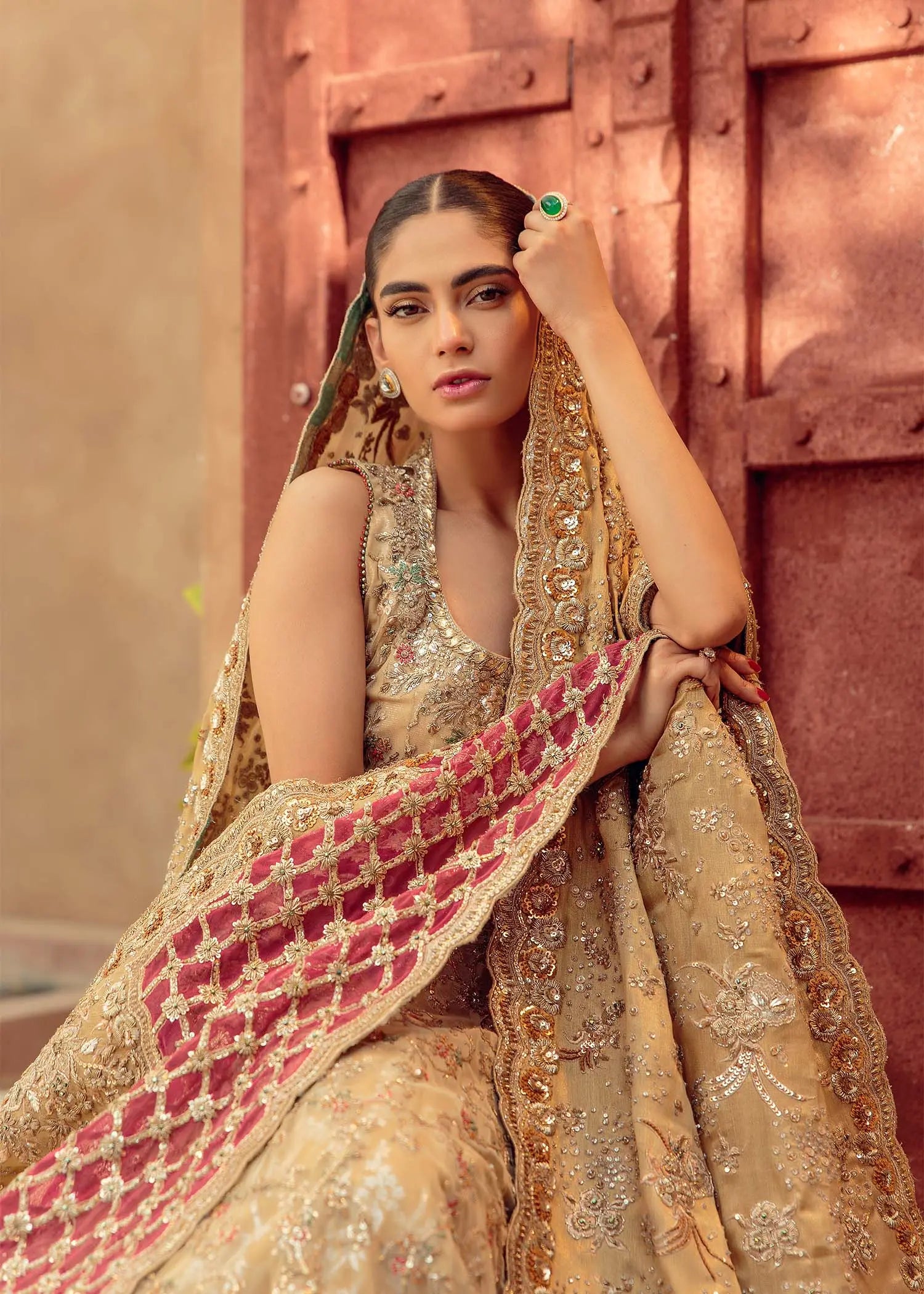 Gold Embellished Net Lehenga Dress (3-Piece) - Image 4