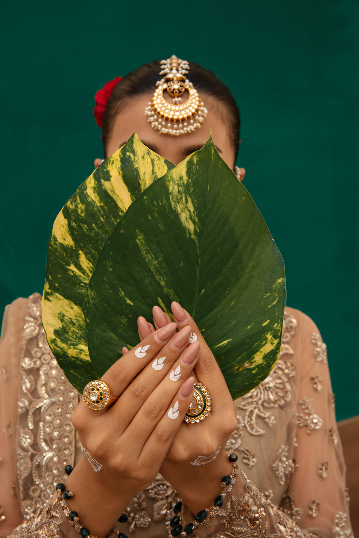 Pakistani Gold Embellished Net Mermaid Shirt & Flared Lehenga (3-Piece) - Image 8