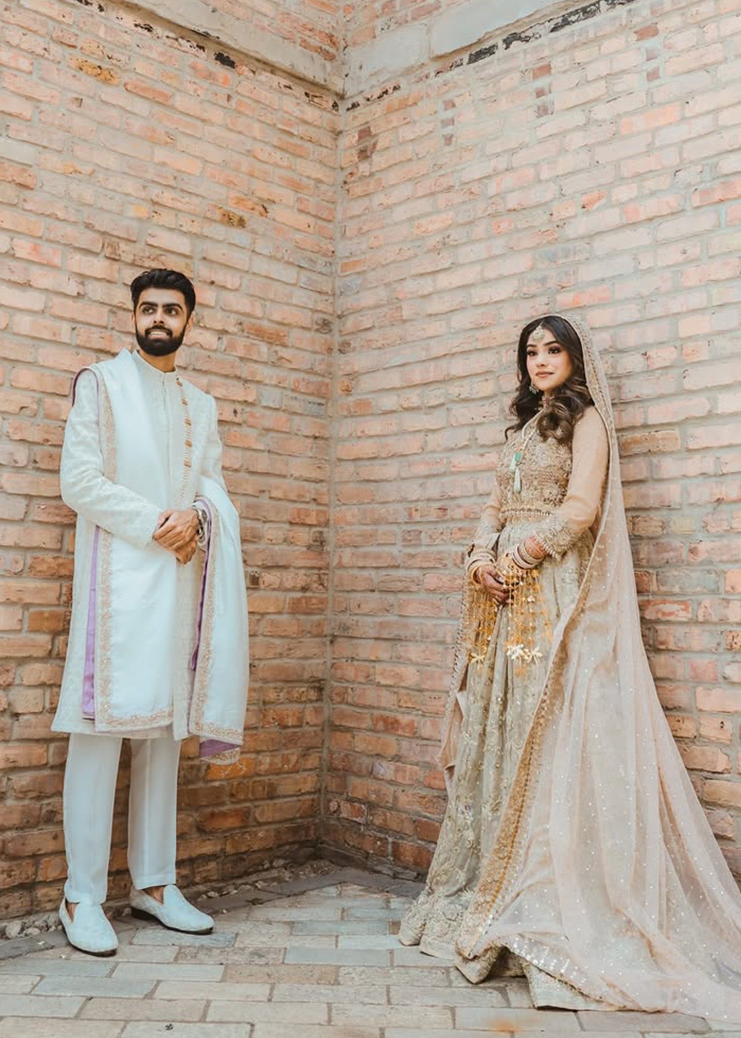 Champagne Gold Embellished Net Silk Bridal Lehenga (3-Piece) - Image 7