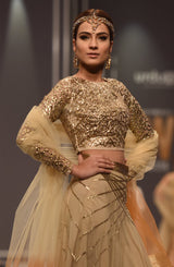 Gold and Rust Hand-Embroidered Gota Lehenga (3-Piece) - Image 6