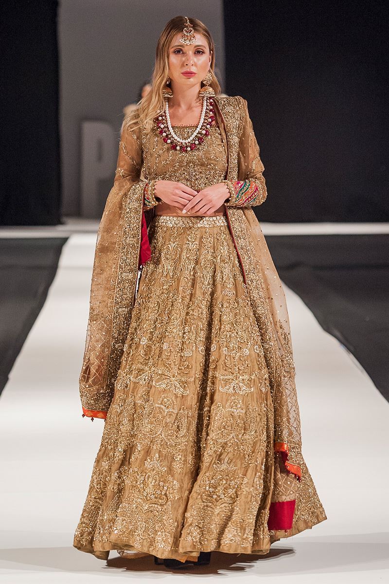 Gold Tila Embroidered Net Lehenga Choli (3-Piece) - Image 1