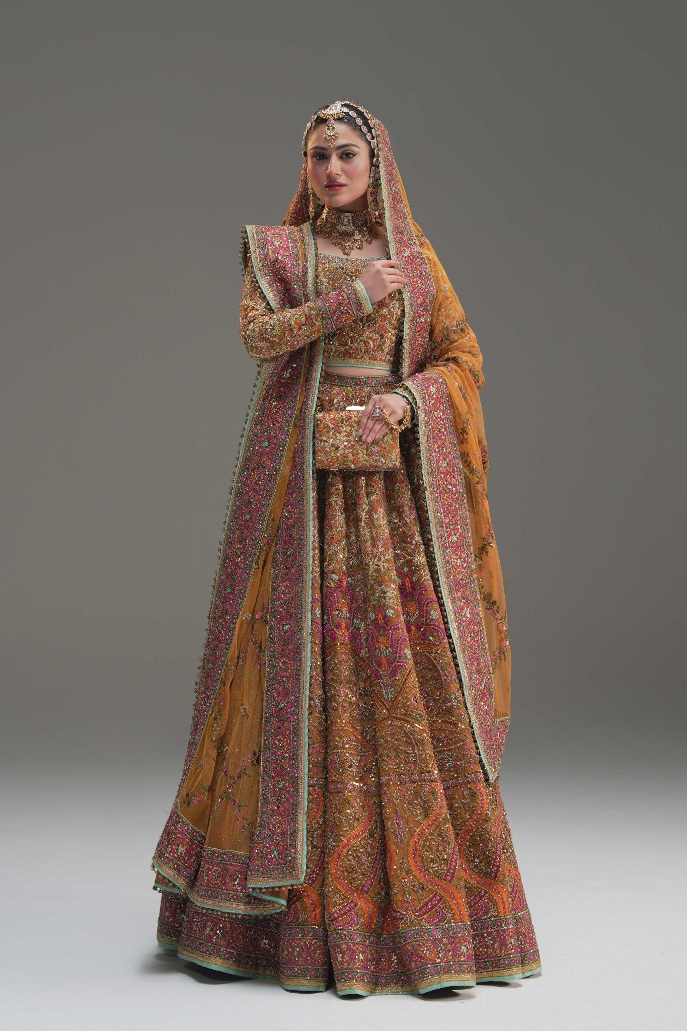 Pakistani Yellow Embroidered Net Lehenga Choli (3-Piece) - Image 2