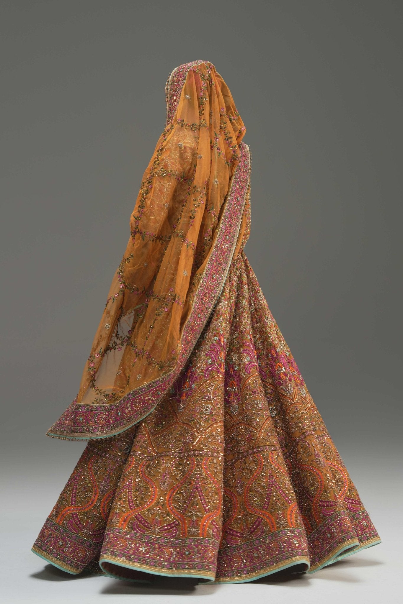 Pakistani Yellow Embroidered Net Lehenga Choli (3-Piece) - Image 9