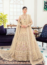 Champagne Gold Embroidered Net Bridal Lehenga (3-Piece) - Image 2