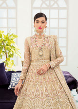 Champagne Gold Embroidered Net Bridal Lehenga (3-Piece) - Image 4