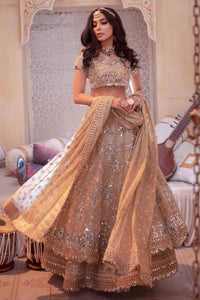 Gold Mirror Work Organza Bridal Lehenga (3-Piece) - Image 5