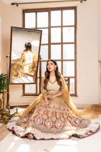 Gold Ombre Embroidered Organza Lehenga (2-Piece) - Image 5