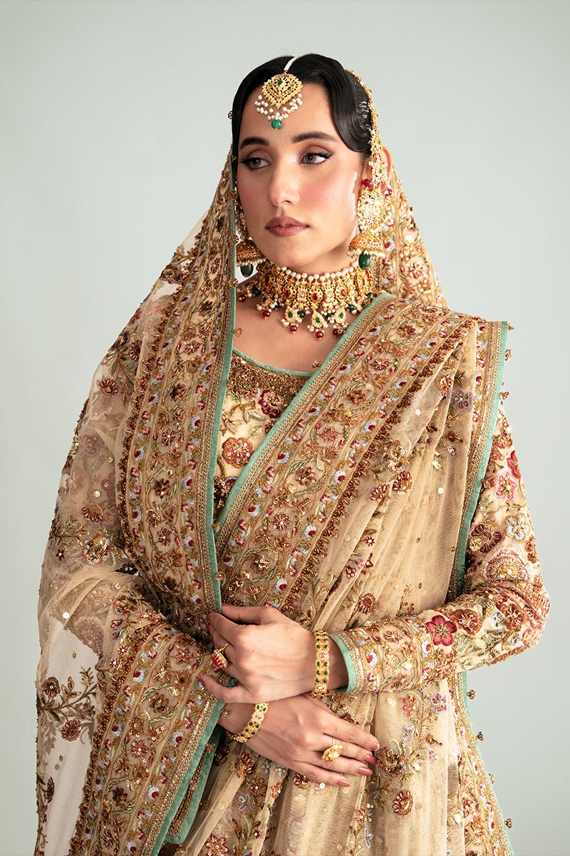 Mint Gold Embroidered Organza Lehenga Choli (3-Piece) - Image 6