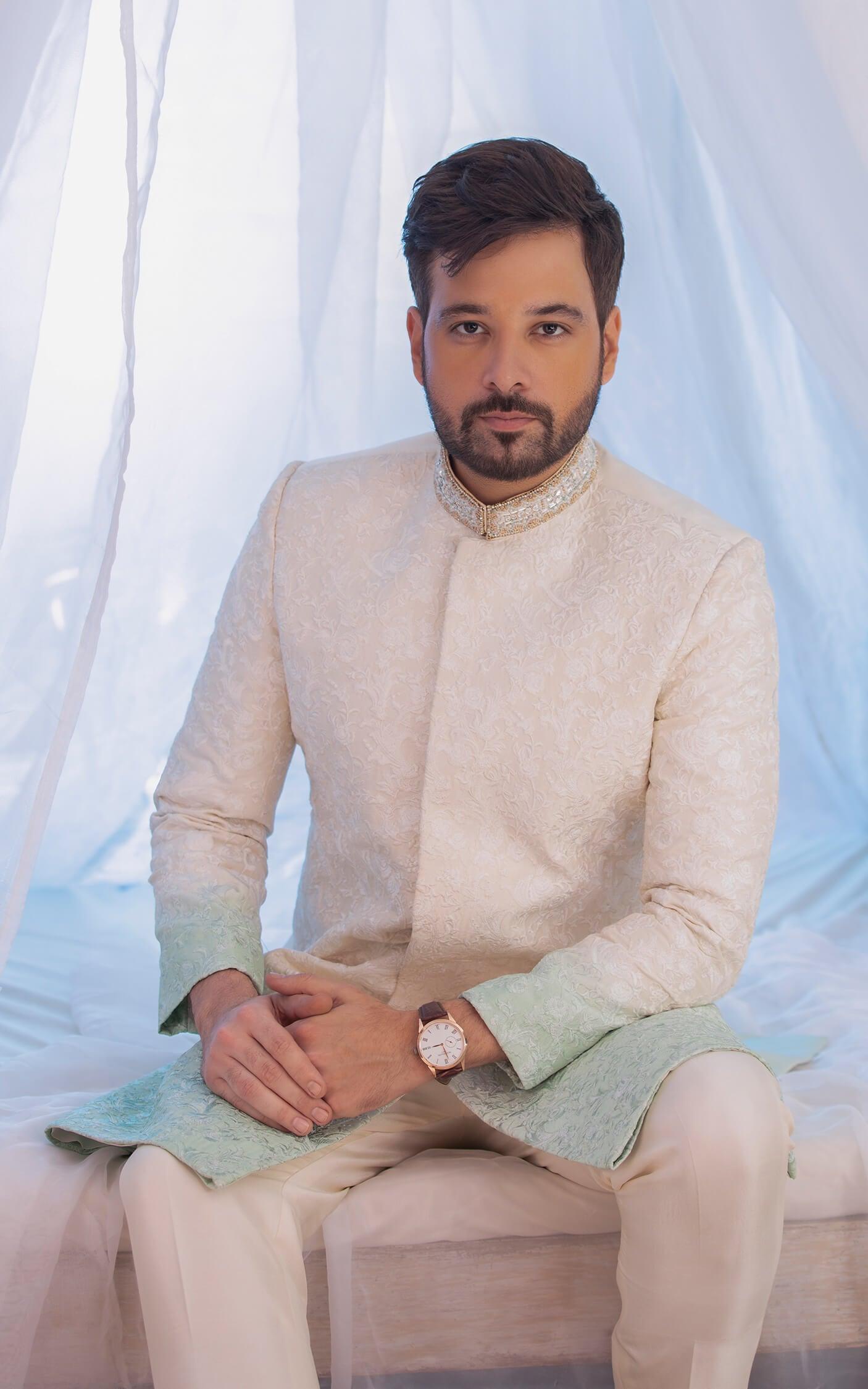 Champagne Gold Embroidered Organza Bridal Lehenga (3-Piece) - Image 13