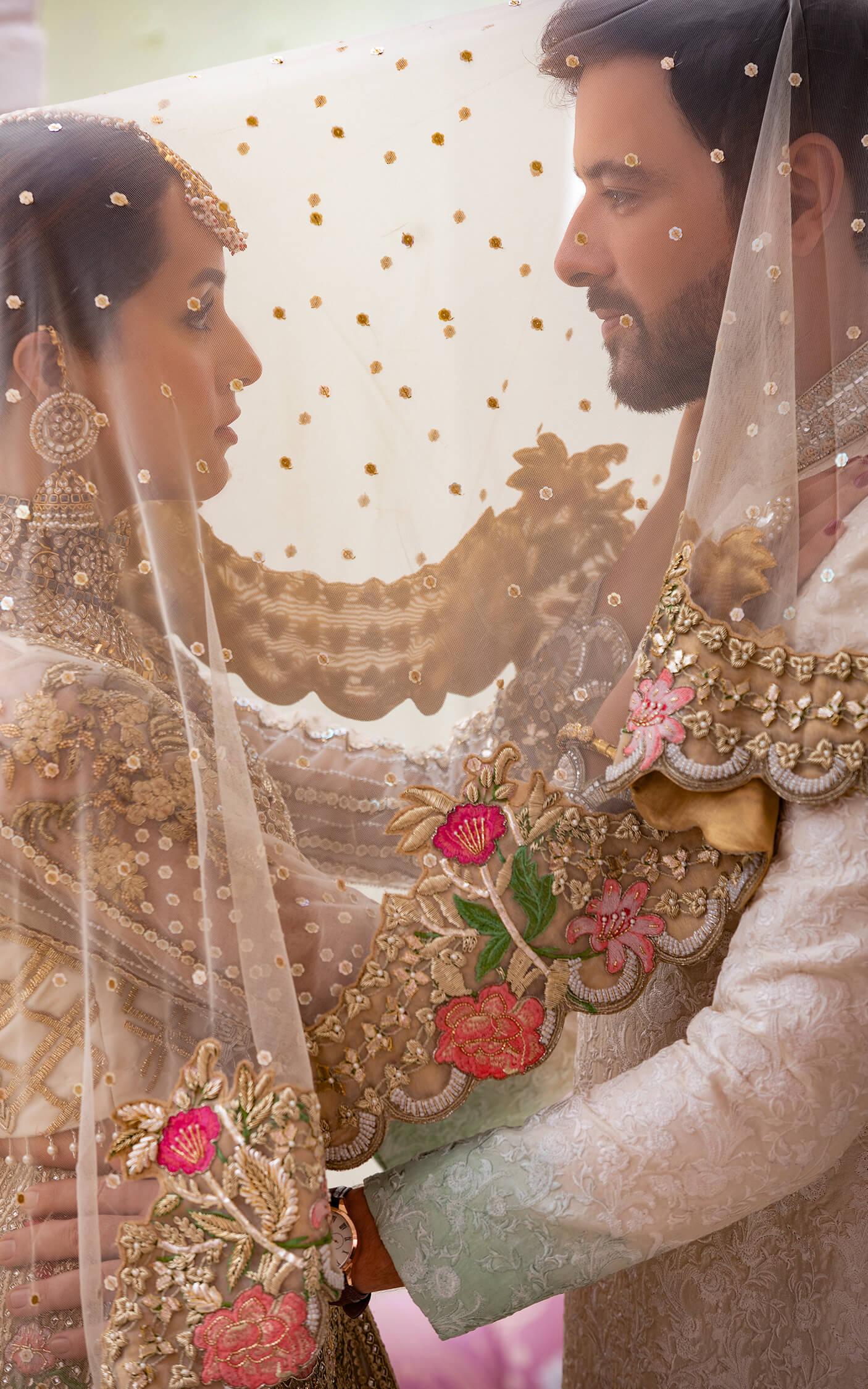 Champagne Gold Embroidered Organza Bridal Lehenga (3-Piece) - Image 6