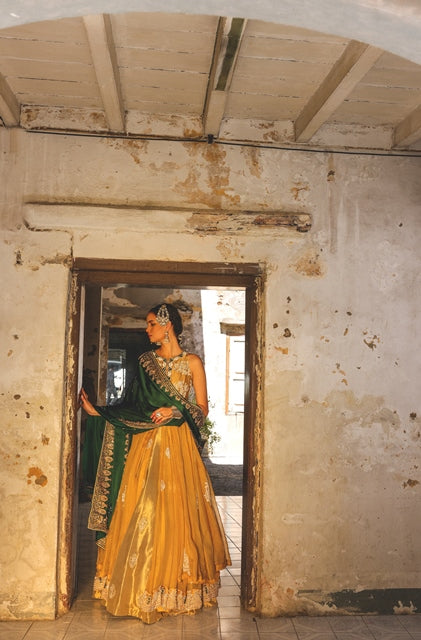 Gold Embellished Organza Kalidar Dress (3-Piece) - Image 2