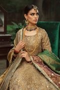 Antique Gold Embroidered Organza Kalidar Lehenga (3-Piece) - Image 3