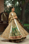 Antique Gold Embroidered Organza Kalidar Lehenga (3-Piece) - Image 4