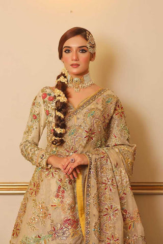 Champagne Gold Embellished Organza Bridal Lehenga (3-Piece) - Image 2