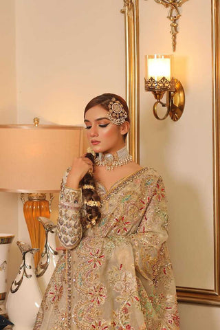 Champagne Gold Embellished Organza Bridal Lehenga (3-Piece) - Image 3