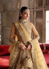 Gold Hand-Embroidered Net & Organza Bridal Lehenga (3-Piece) - Image 3