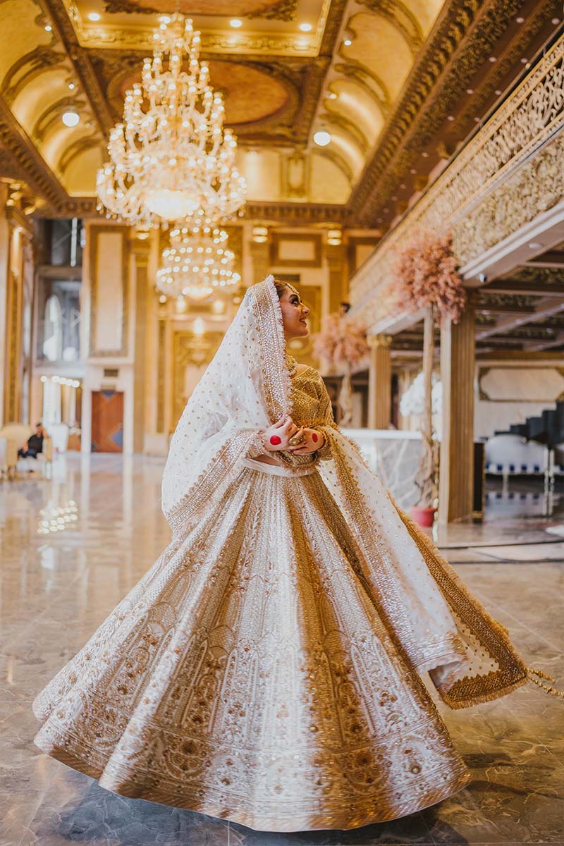 Antique Gold Embroidered Raw Silk Lehnga Choli (3-Piece) - Image 4