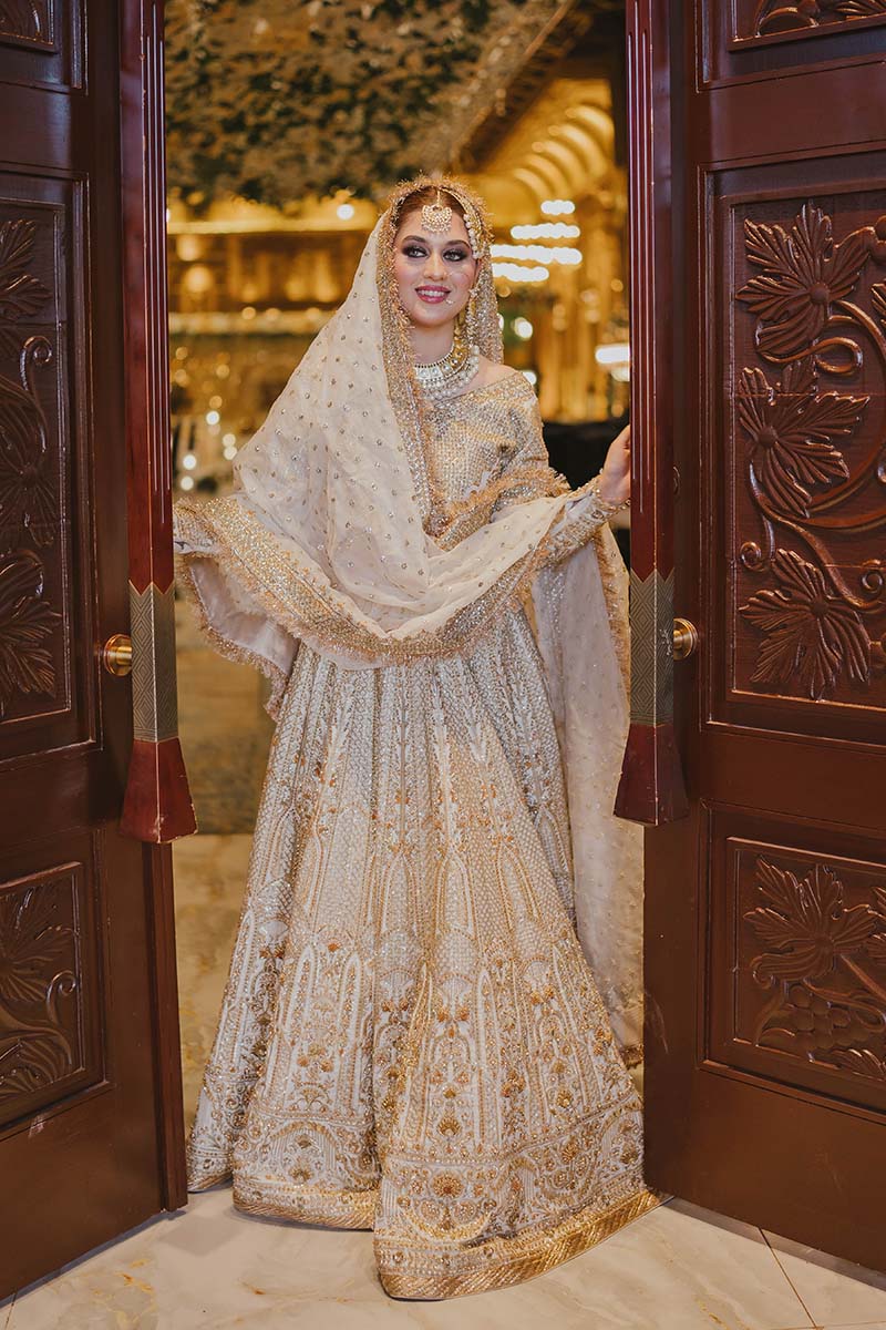 Antique Gold Embroidered Raw Silk Lehnga Choli (3-Piece) - Image 5