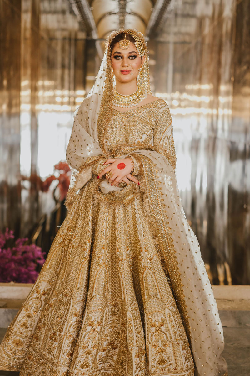 Antique Gold Embroidered Raw Silk Lehnga Choli (3-Piece) - Image 7