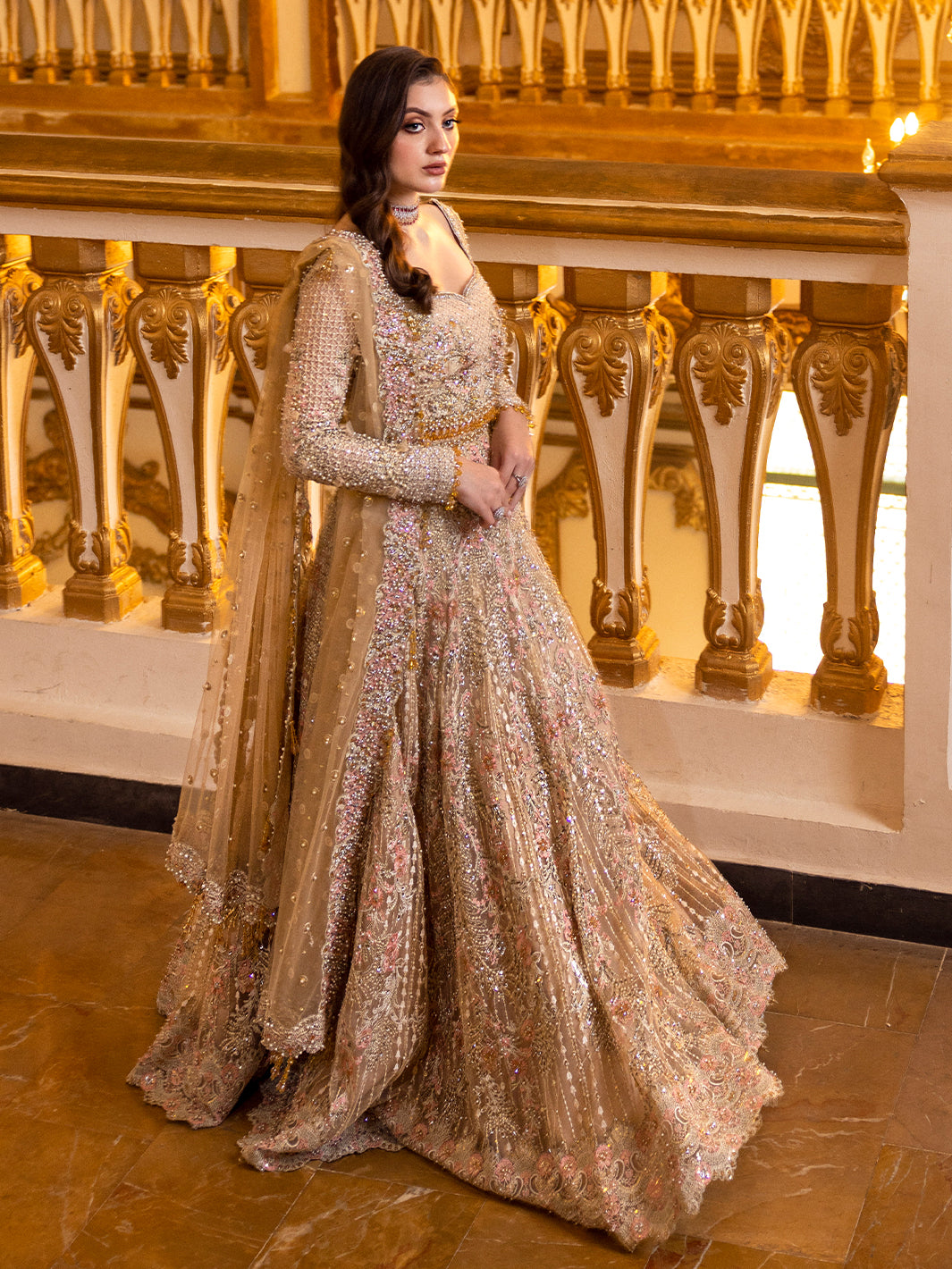 Gold Embellished Raw Silk Lehnga Choli (3-Piece) - Image 7