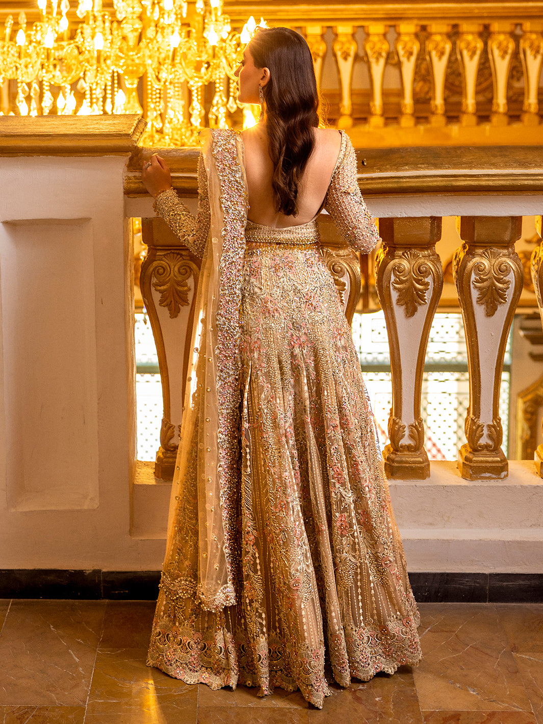 Gold Embellished Raw Silk Lehnga Choli (3-Piece) - Image 8