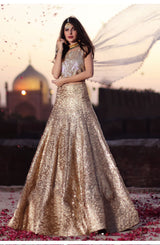 Pakistani Gold Kundun & Sequin Lehenga (3-Piece) - Image 5