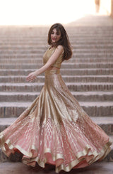 Rose Gold Gota Silk-Blend Lehenga (3-Piece) - Image 4
