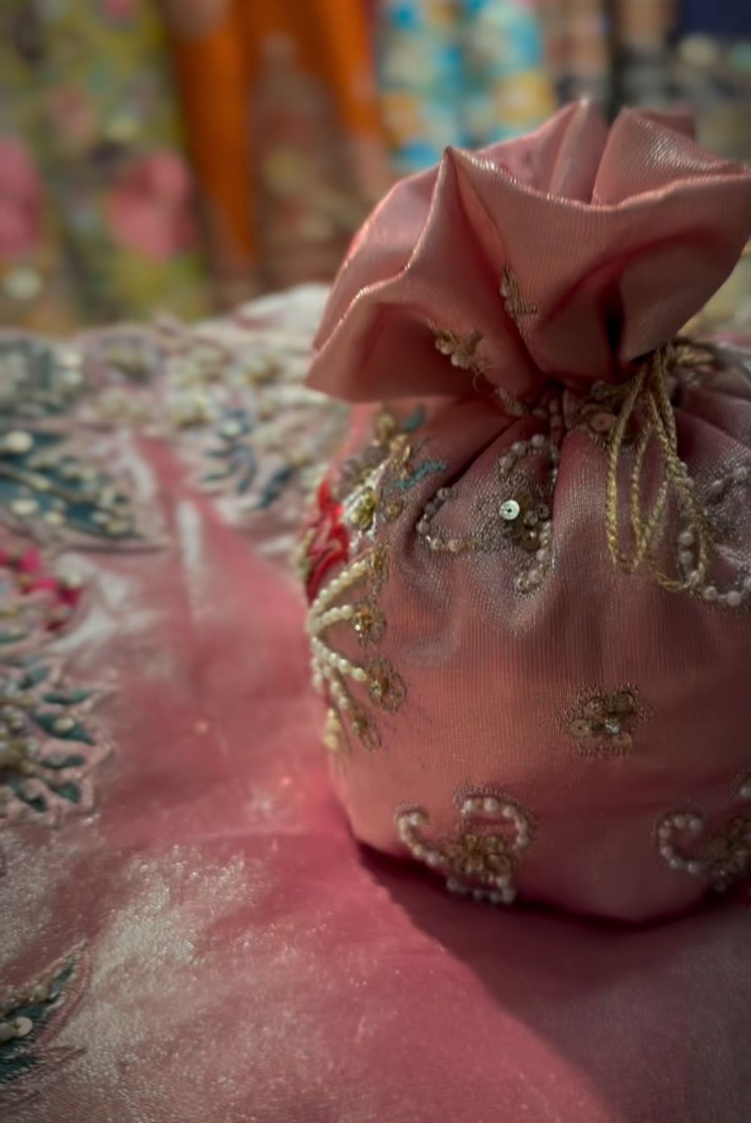 Pakistani Rose Gold Embellished Silk-Blend Lehenga (2-Piece) - Image 2