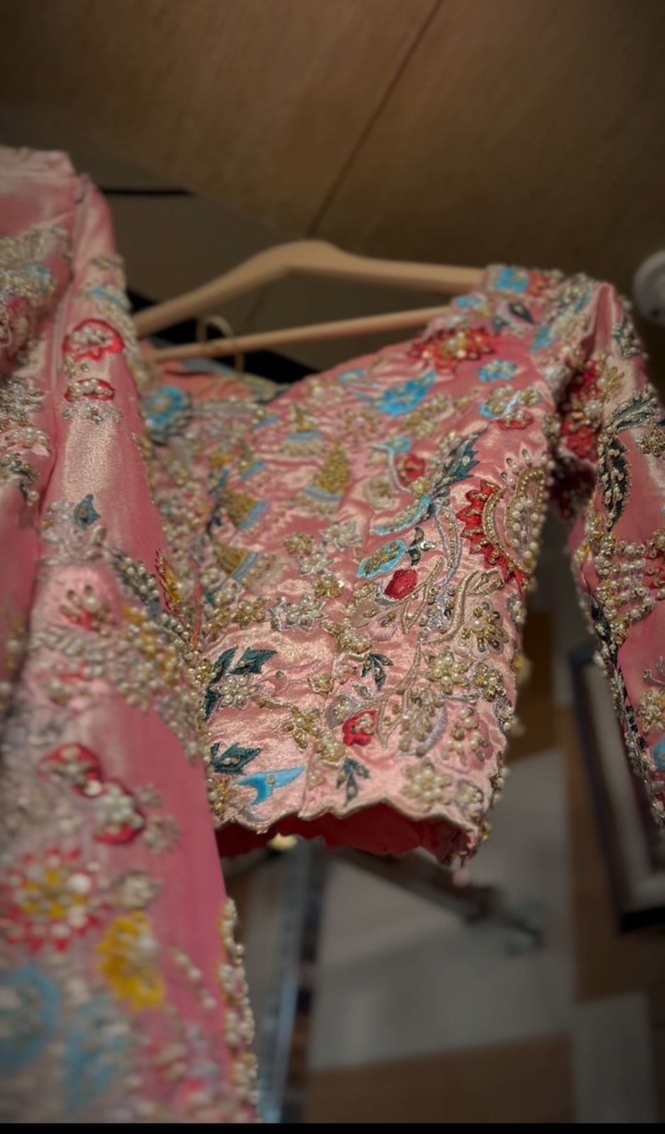 Pakistani Rose Gold Embellished Silk-Blend Lehenga (2-Piece) - Image 4