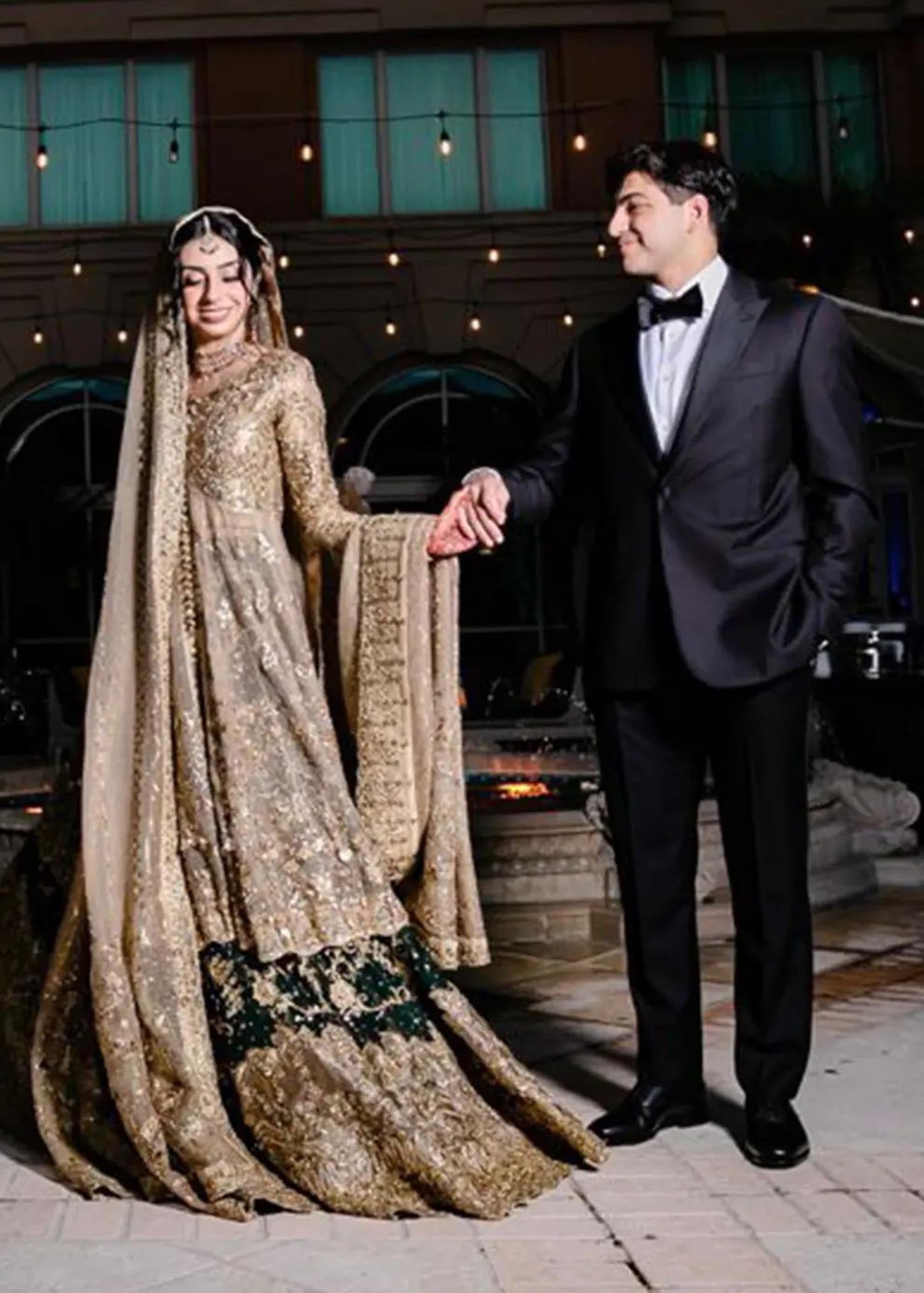 Gold and Emerald Embellished Bridal Lehenga (3-Piece) - Image 1