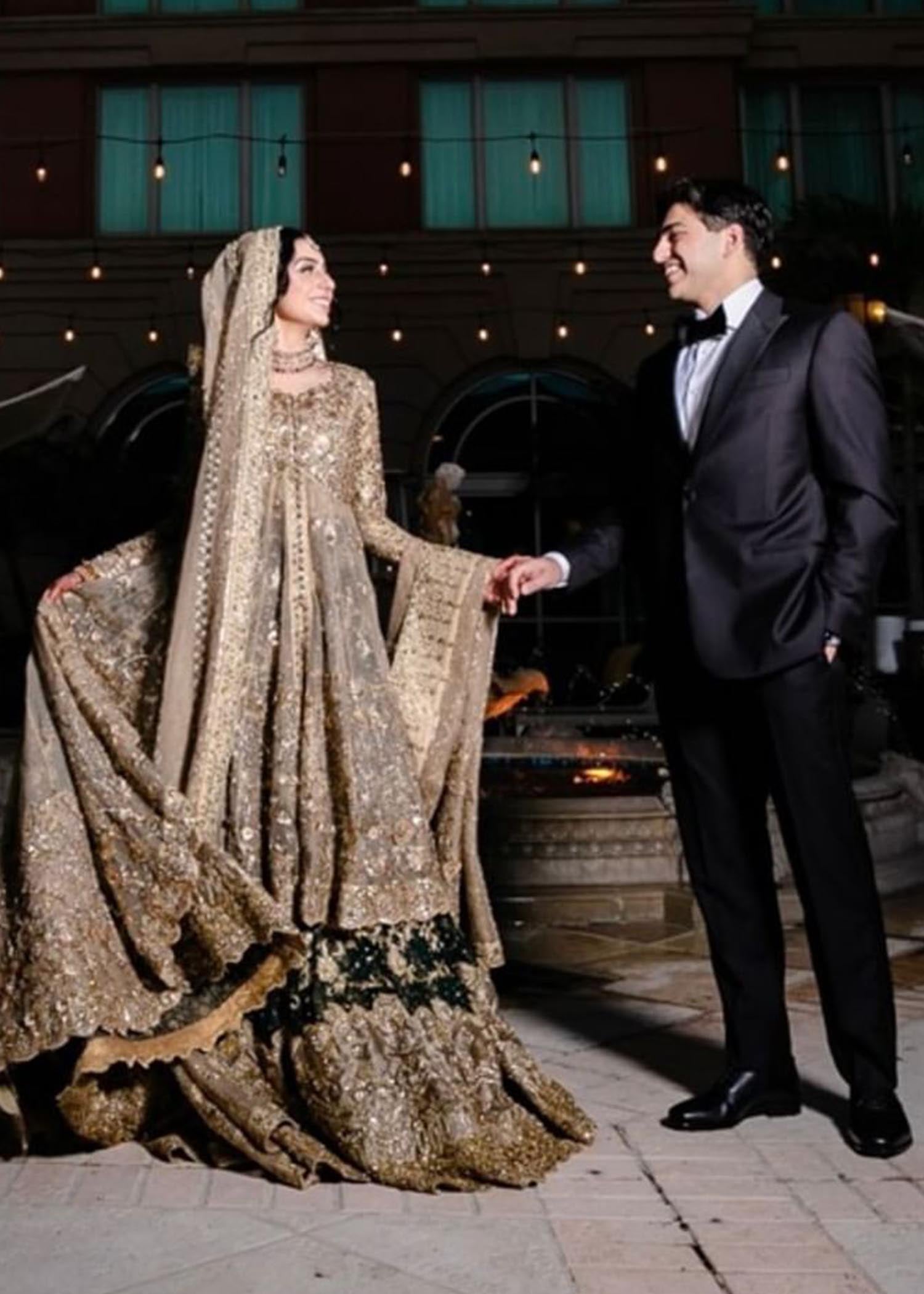 Gold and Emerald Embellished Bridal Lehenga (3-Piece) - Image 2