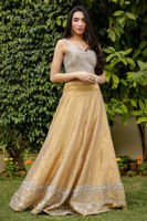 Pakistani Gold Swarovski Embellished Silk-Blend Lehenga (2-Piece) - Image 2