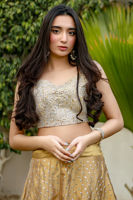 Pakistani Gold Swarovski Embellished Silk-Blend Lehenga (2-Piece) - Image 3