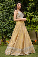 Pakistani Gold Swarovski Embellished Silk-Blend Lehenga (2-Piece) - Image 4