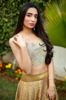 Pakistani Gold Swarovski Embellished Silk-Blend Lehenga (2-Piece) - Image 5