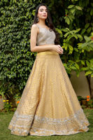 Pakistani Gold Swarovski Embellished Silk-Blend Lehenga (2-Piece) - Image 6
