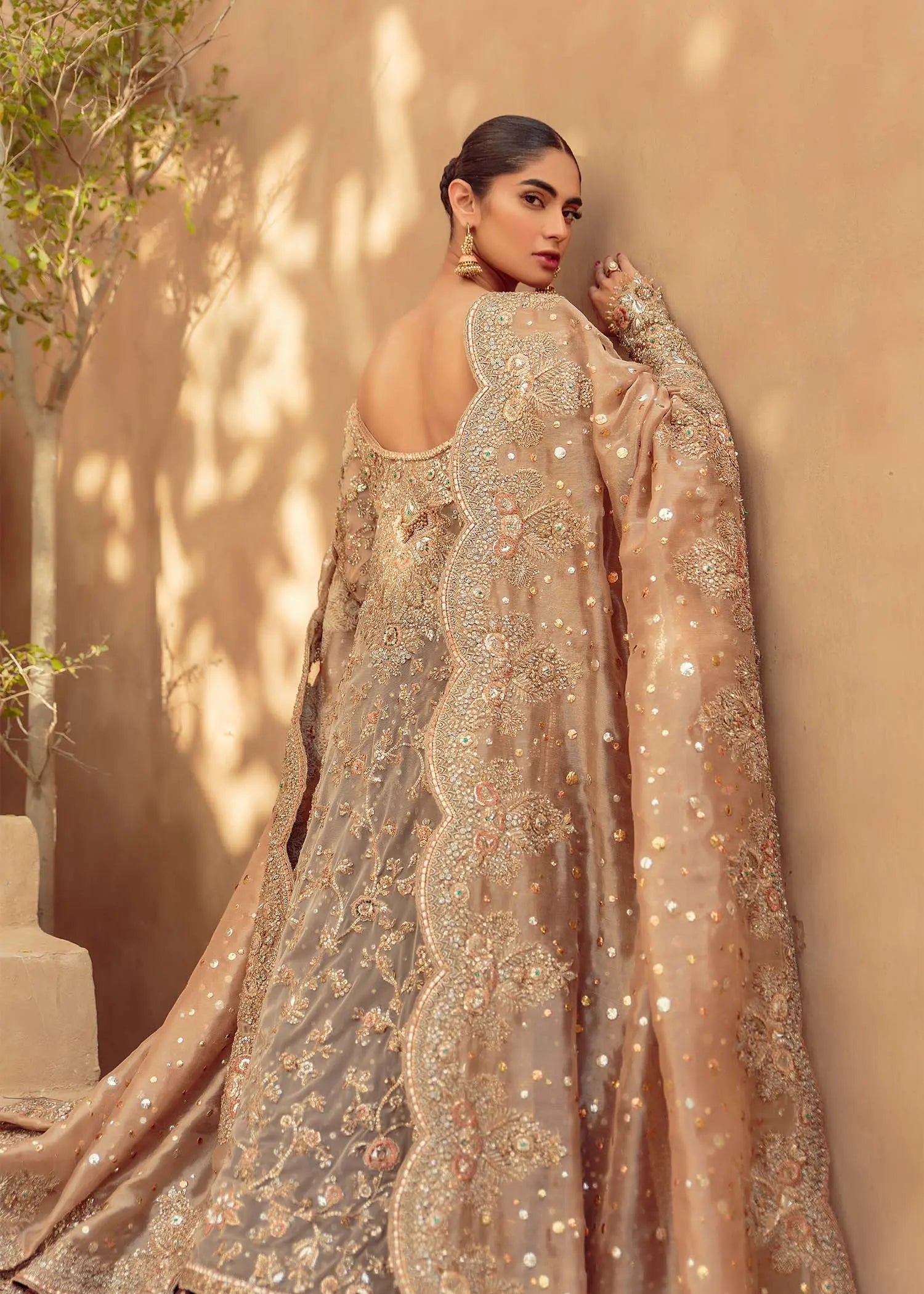 Burnt Toffee Gold Embellished Bridal Gown (3-Piece) - Image 6