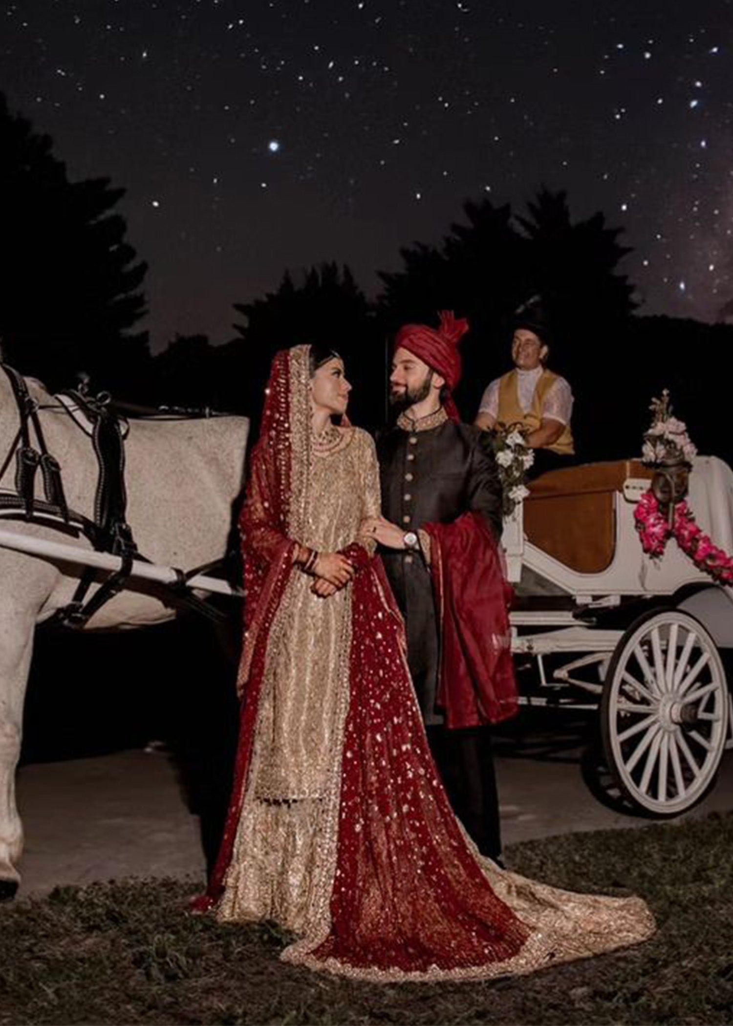 Deep Red Gold Embellished Tissue Silk Bridal Lehenga (3-Piece) - Image 1