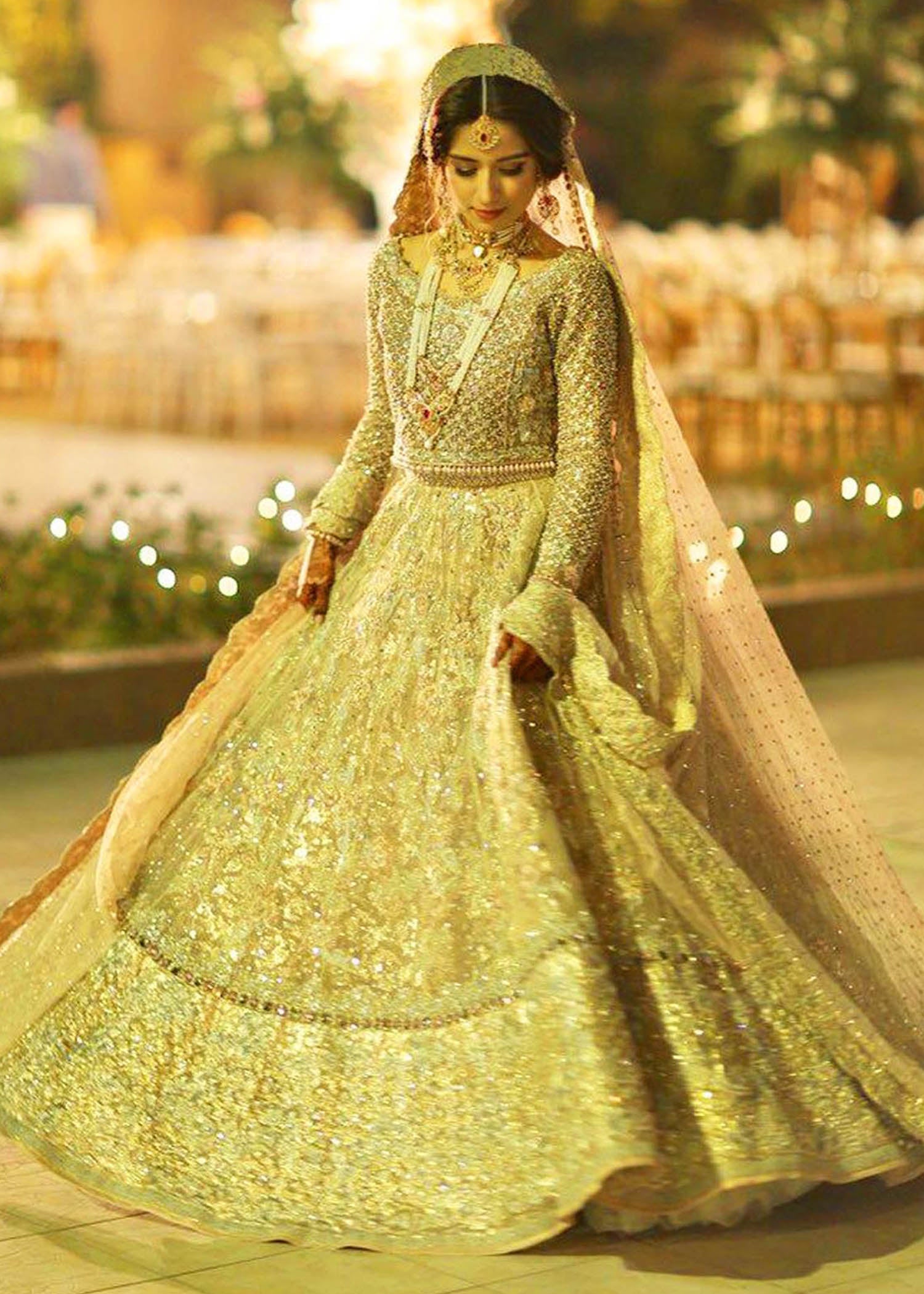 Gold Embellished Net Silk-Blend Bridal Lehenga (3-Piece) - Image 2