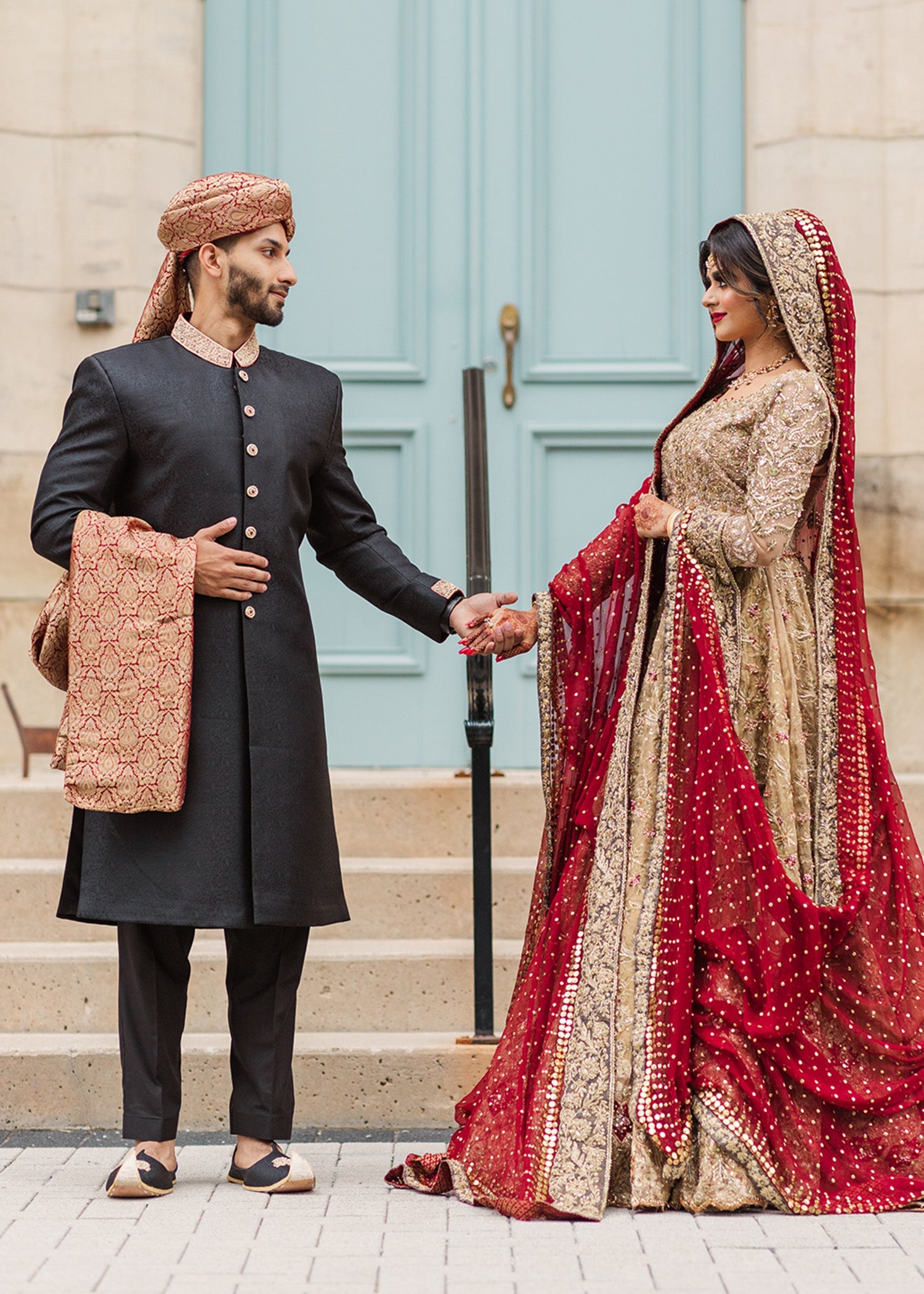 Antique Gold Zardozi Silk Bridal Lehenga (3-Piece) - Image 2