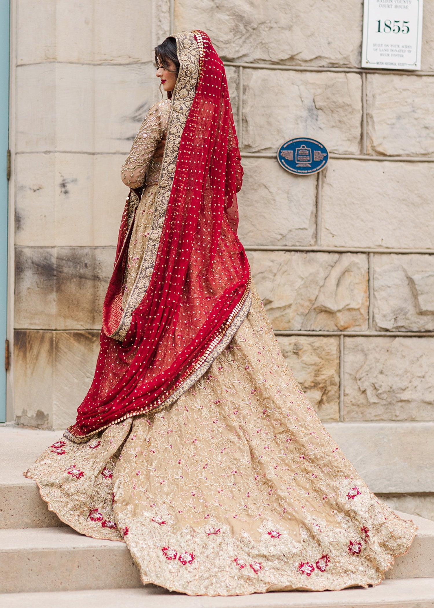 Antique Gold Zardozi Silk Bridal Lehenga (3-Piece) - Image 6