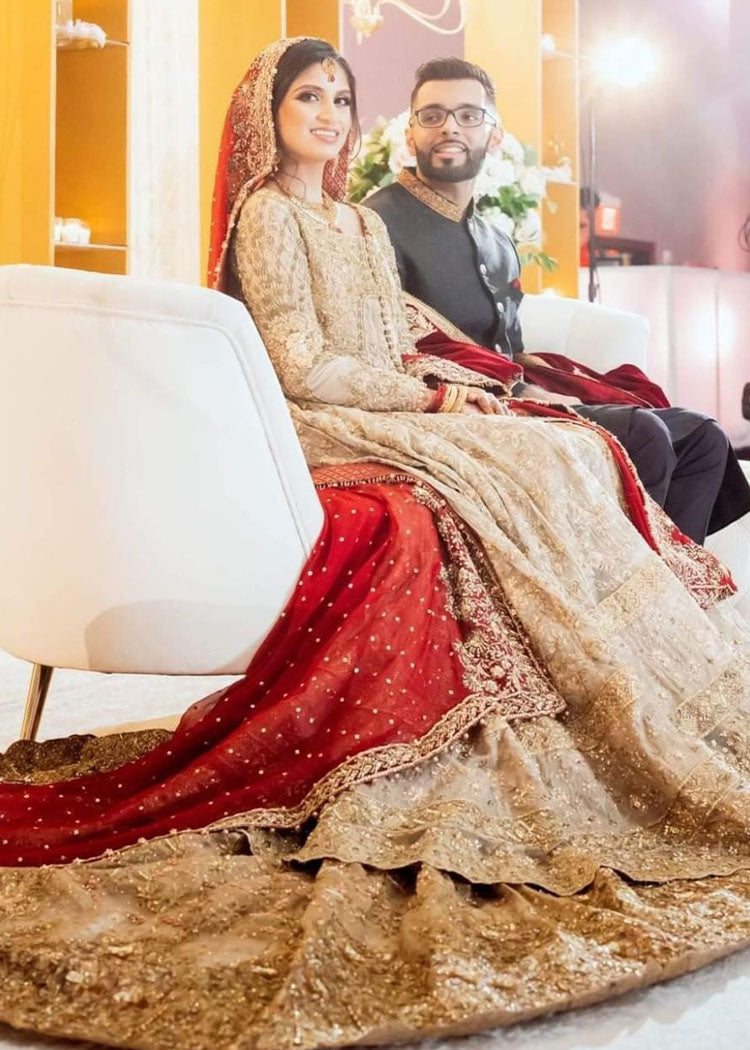 Antique Gold Zardozi Silk-Blend Bridal Lehenga (3-Piece) - Image 6