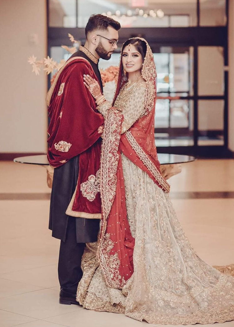 Antique Gold Zardozi Silk-Blend Bridal Lehenga (3-Piece) - Image 7