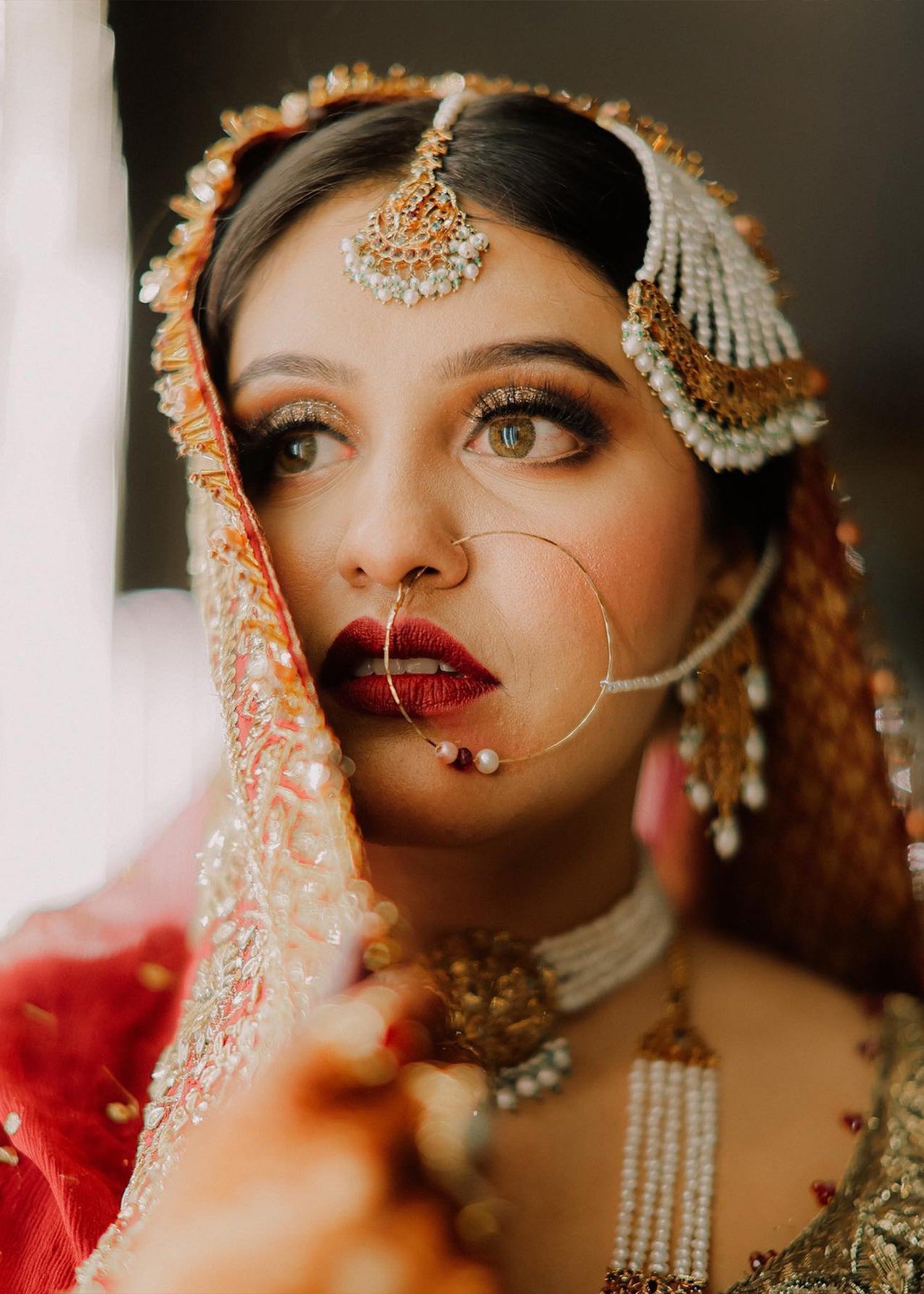 Antique Gold Embellished Tissue Silk Bridal Lehenga (3-Piece) - Image 2