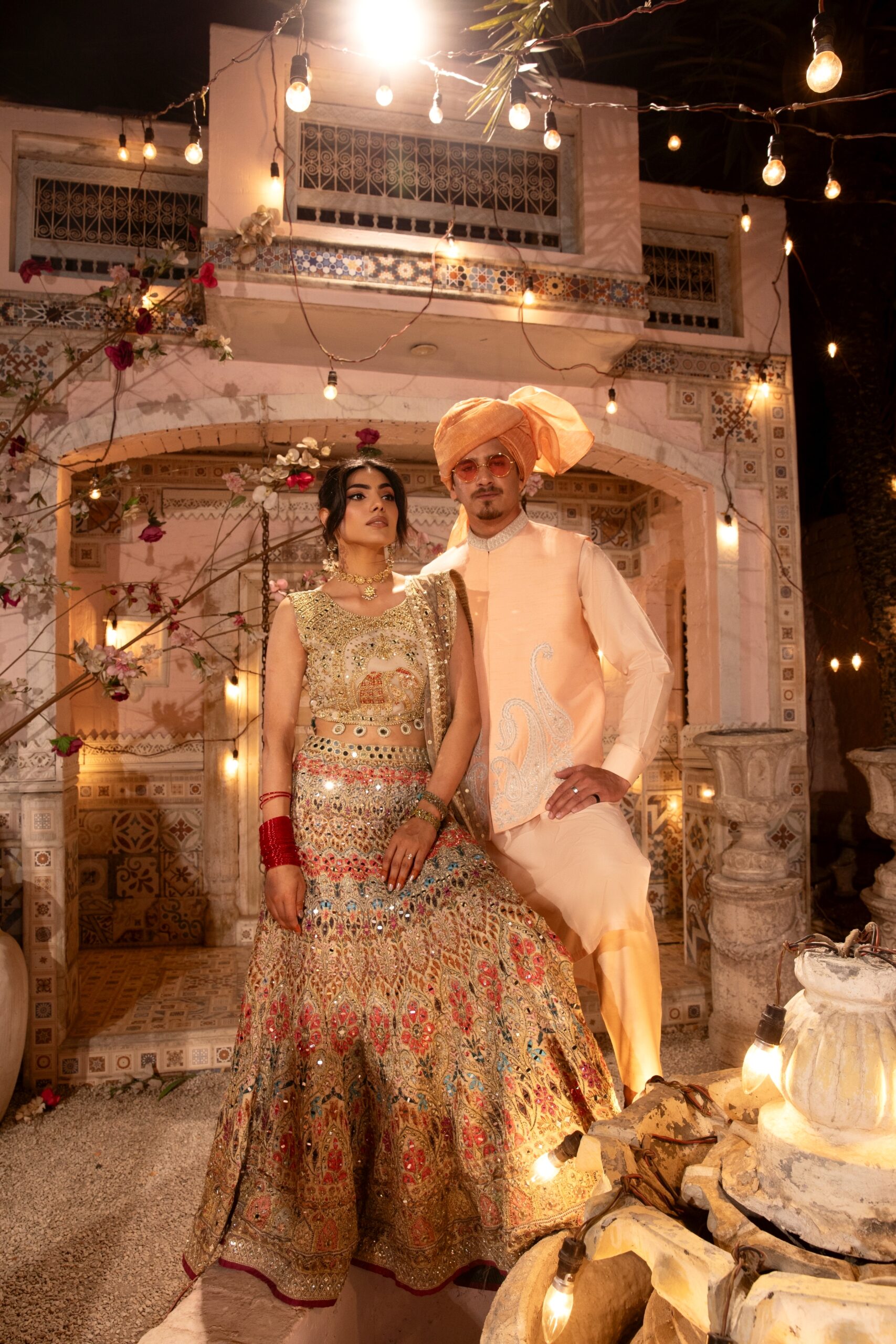 Rust Gold Embroidered Silk Blend Bridal Lehenga Choli (3-Piece) - Image 2