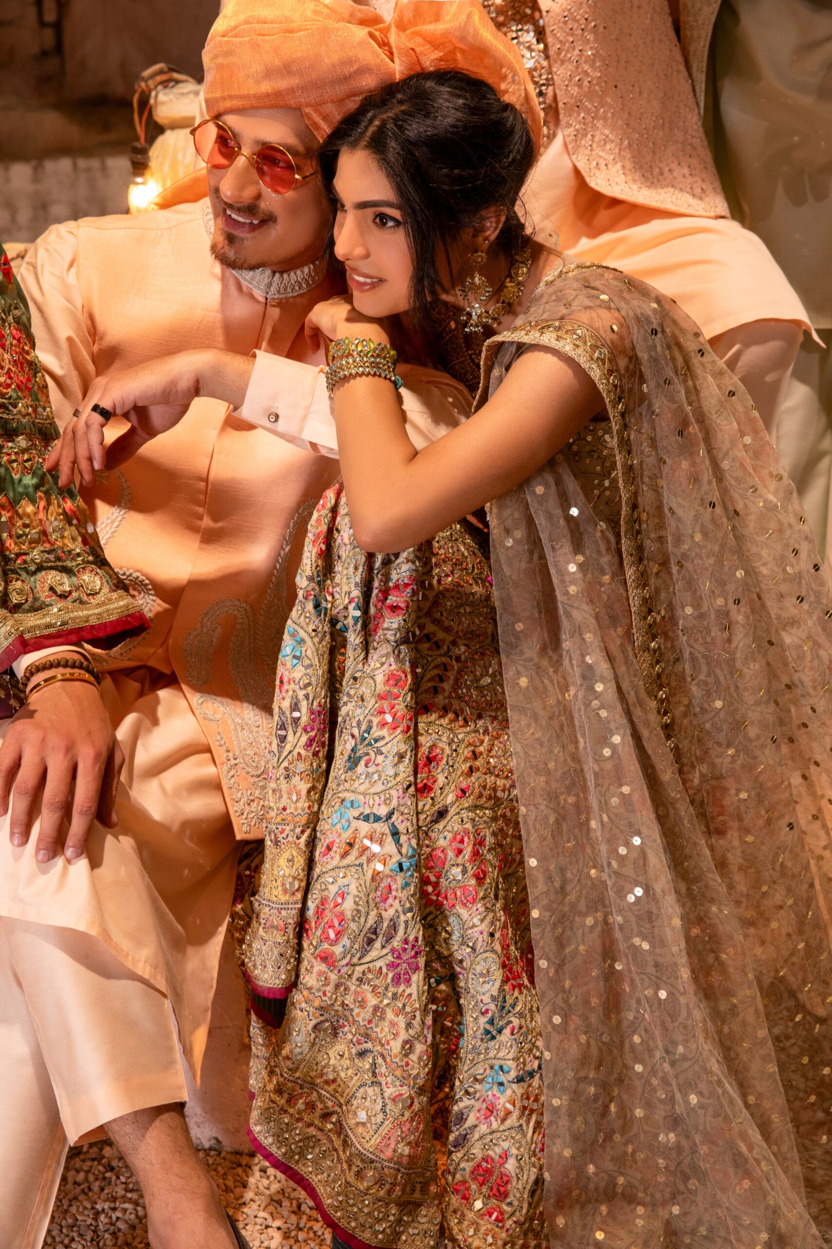 Rust Gold Embroidered Silk Blend Bridal Lehenga Choli (3-Piece) - Image 4