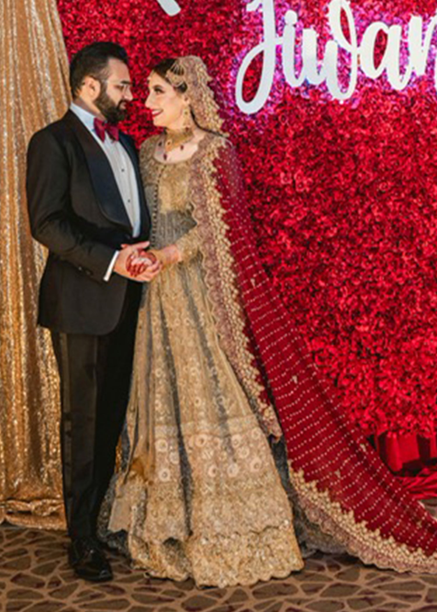 Antique Gold Embellished Tissue Silk Bridal Lehenga (3-Piece) - Image 19