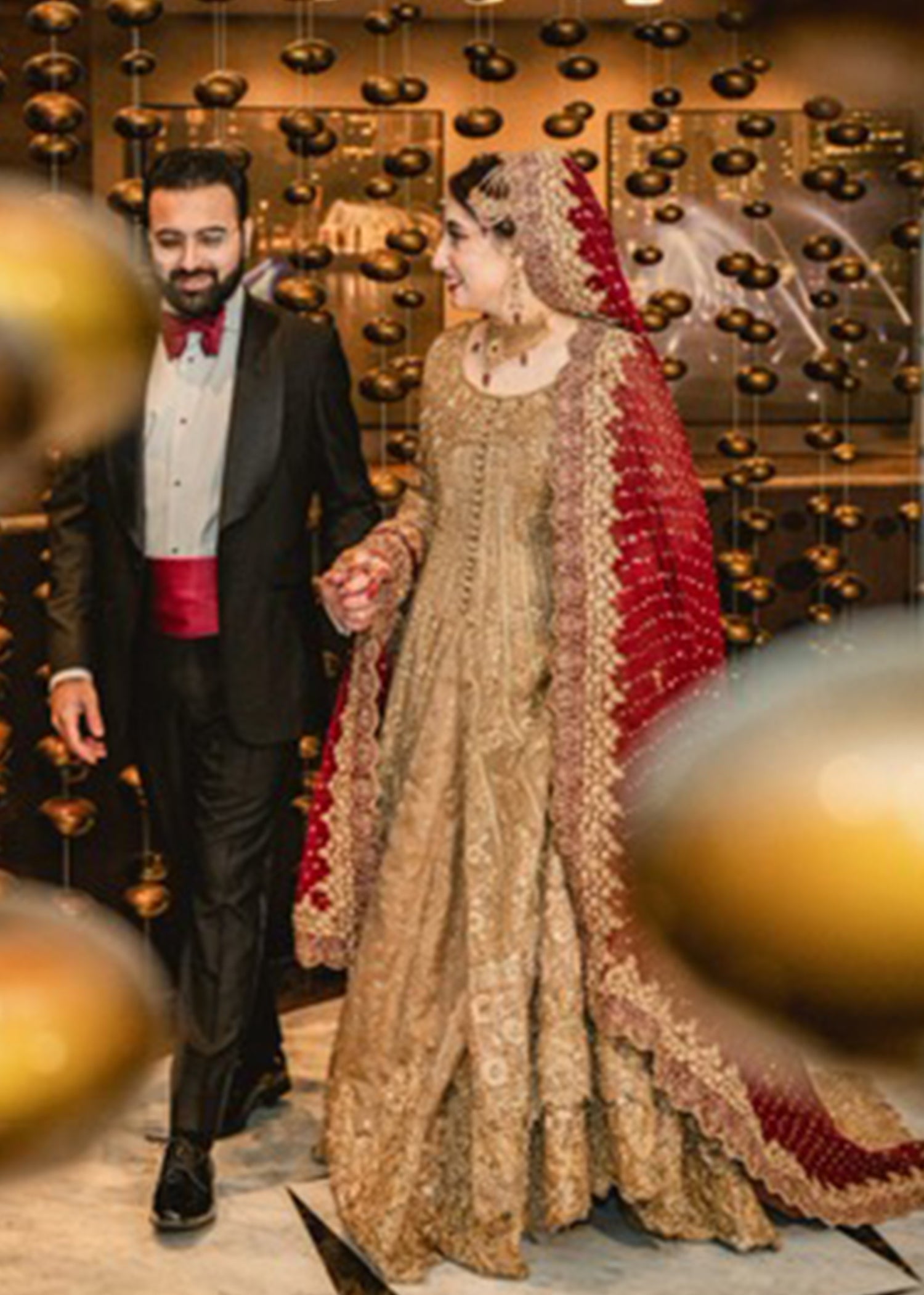 Antique Gold Embellished Tissue Silk Bridal Lehenga (3-Piece) - Image 21