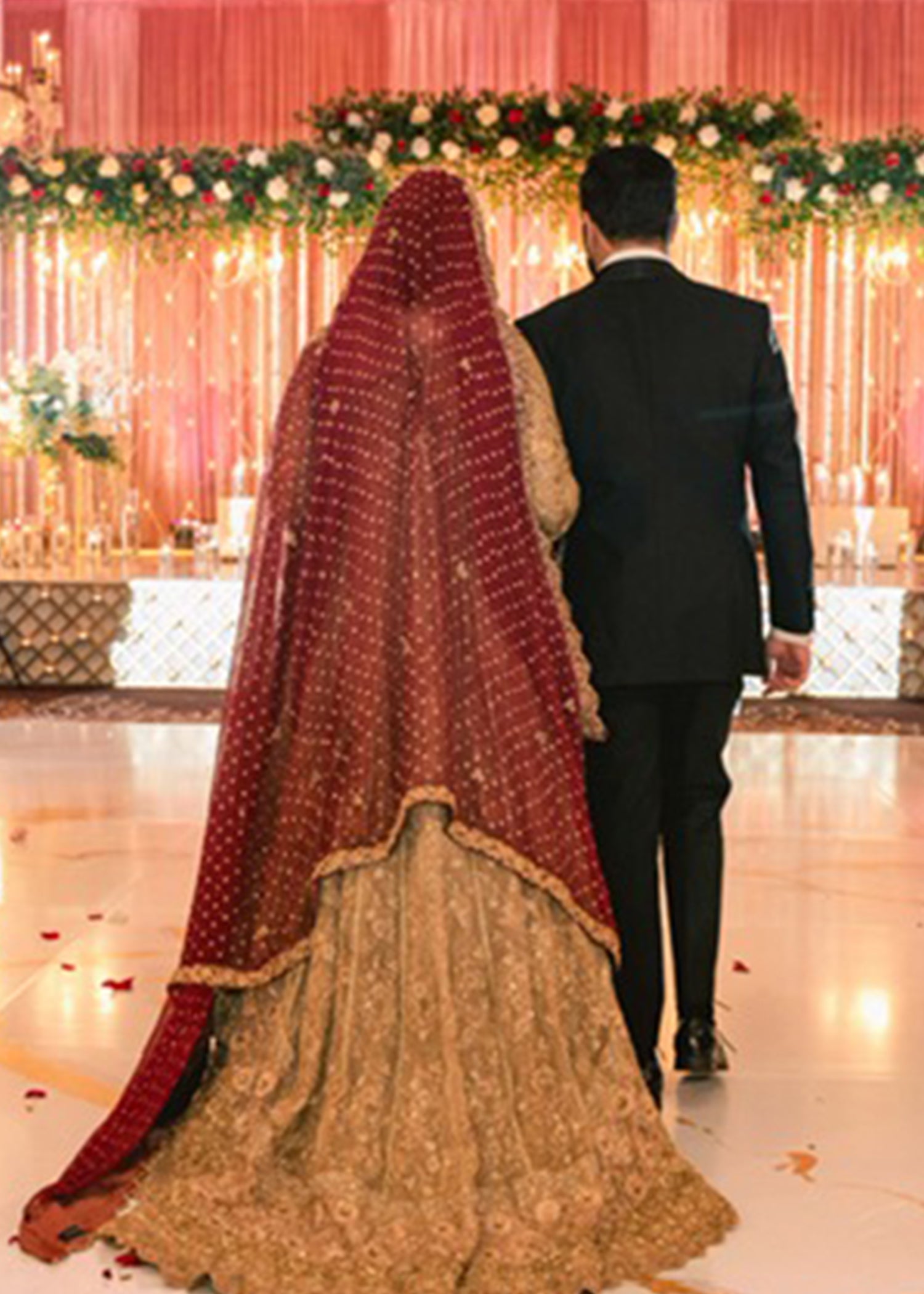 Antique Gold Embellished Tissue Silk Bridal Lehenga (3-Piece) - Image 22