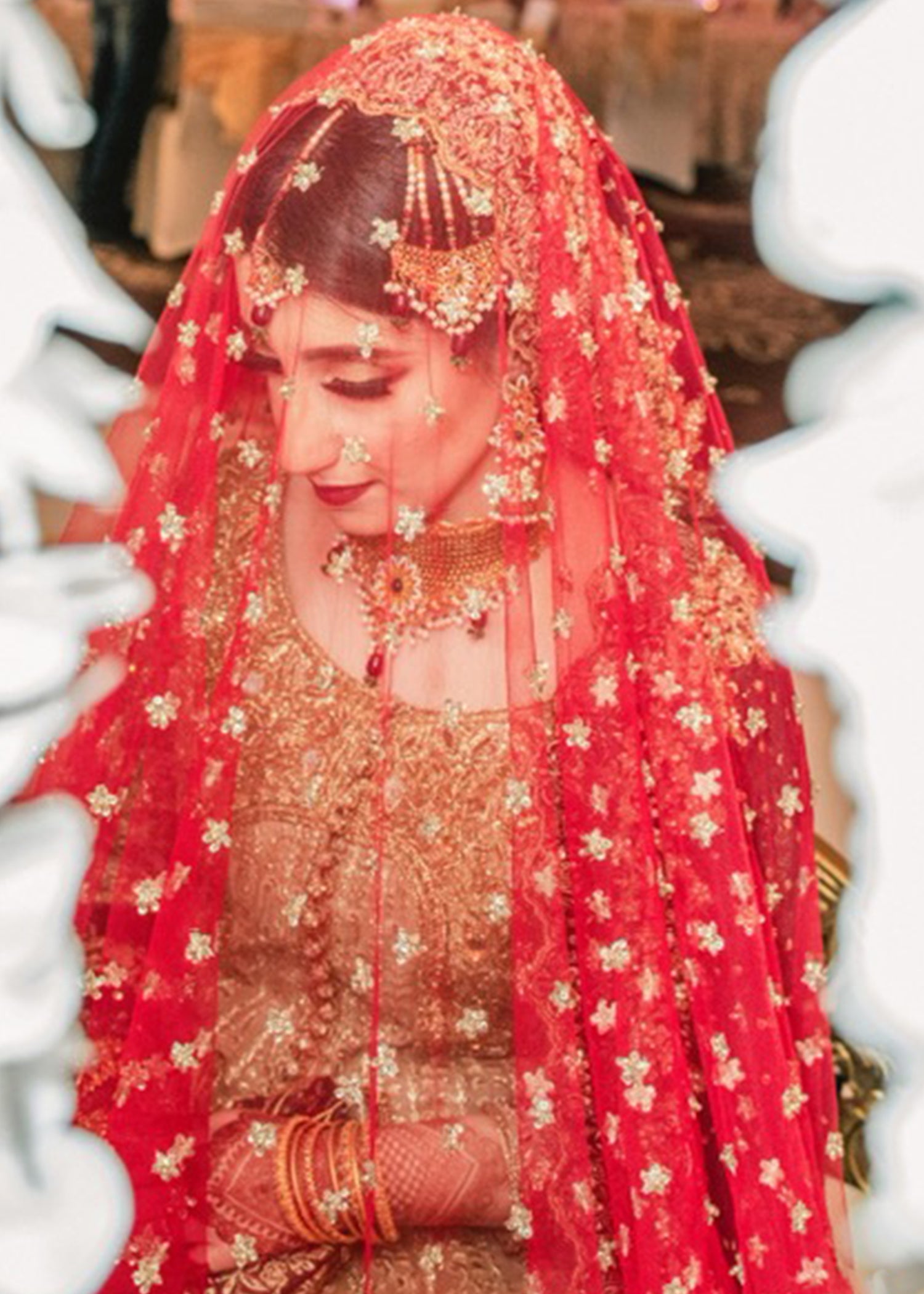 Antique Gold Embellished Tissue Silk Bridal Lehenga (3-Piece) - Image 4